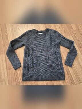 Croft & Barrow Women's Grey Fisherman Knit Style Crewneck Sweater